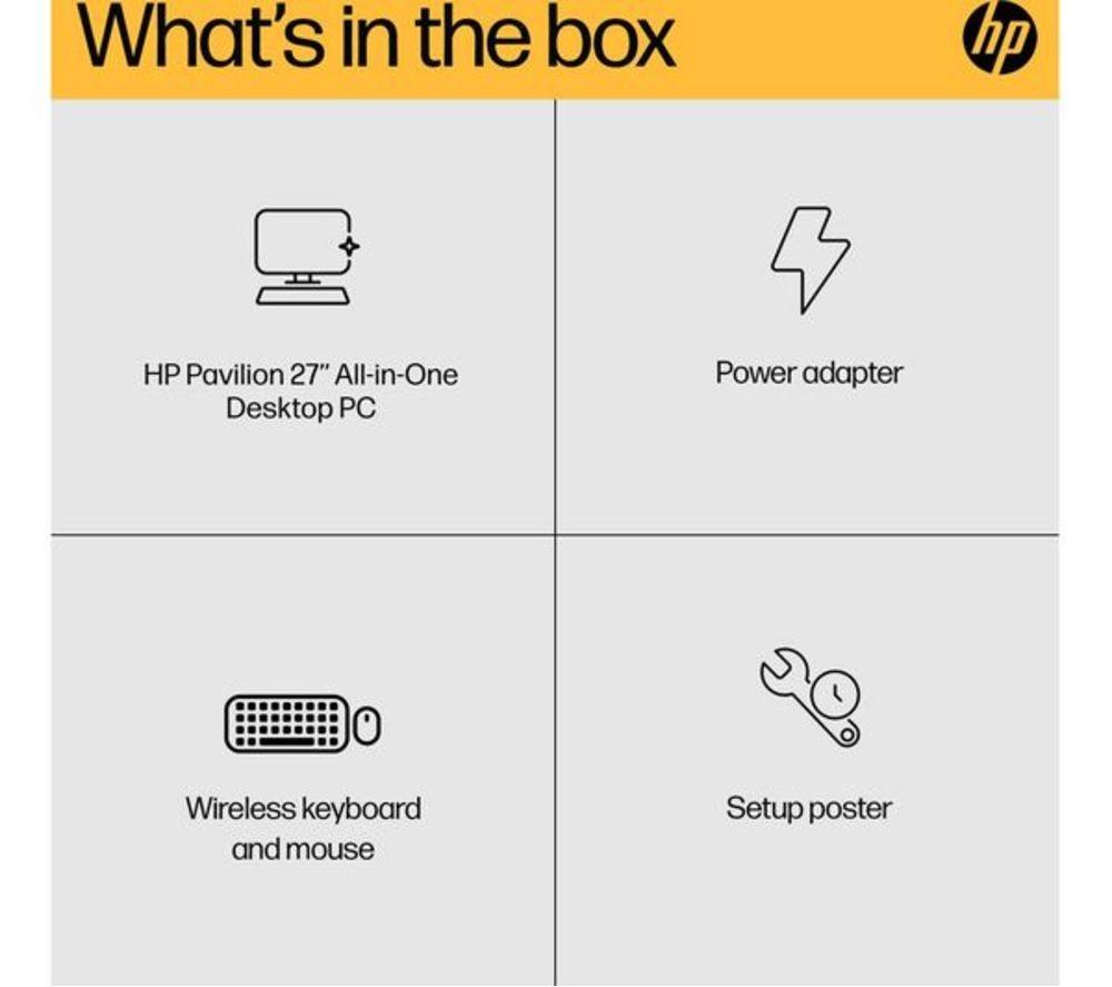 HP 27-cr0051na 27" Refurbished All-in-One PC - AMD Ryzen 7, 1 TB SSD, White (Very Good Condition) image number 8 of 24