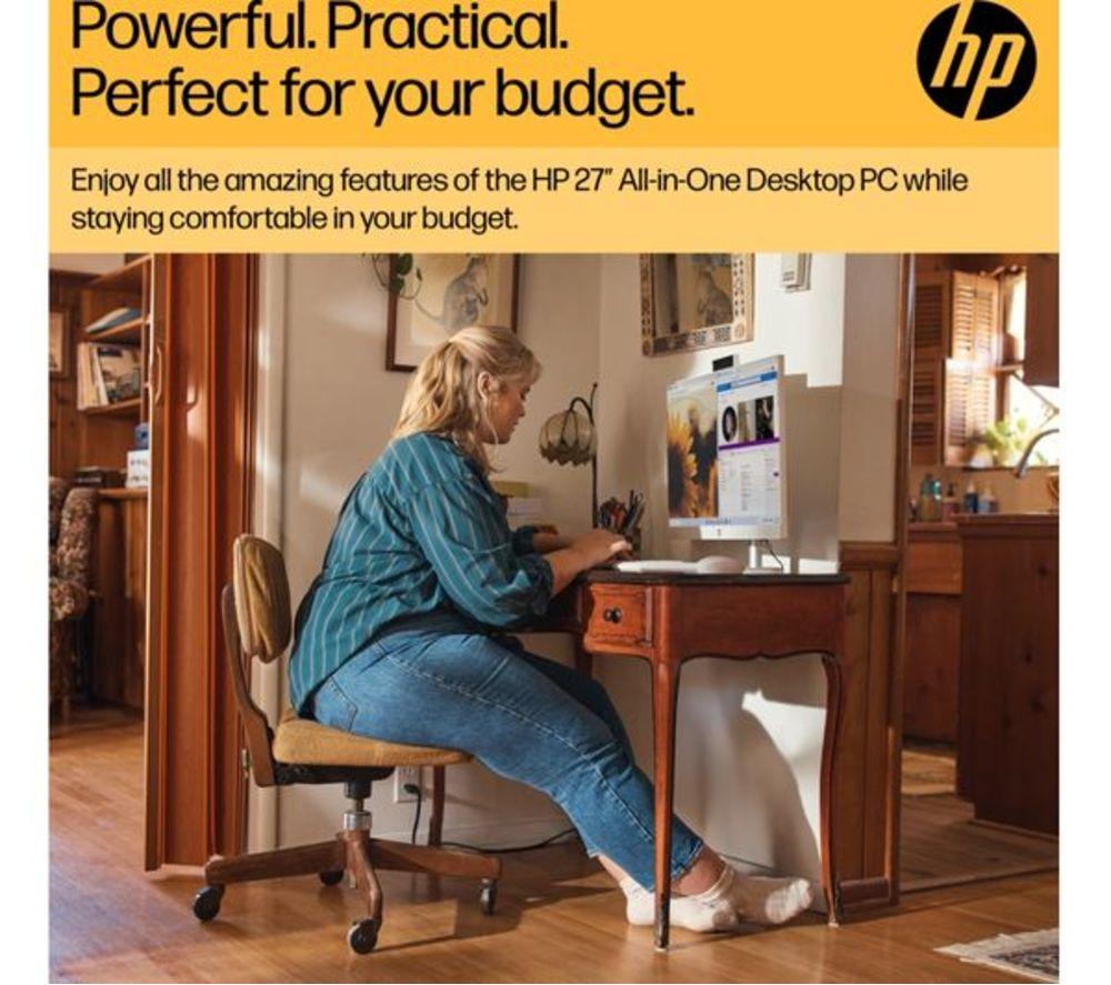 HP 27-cr0051na 27" Refurbished All-in-One PC - AMD Ryzen 7, 1 TB SSD, White (Very Good Condition) image number 14 of 24