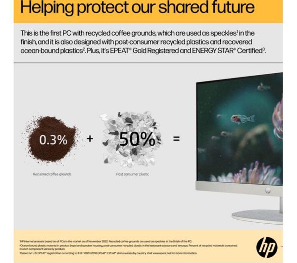 HP 27-cr0051na 27" Refurbished All-in-One PC - AMD Ryzen 7, 1 TB SSD, White (Very Good Condition) image number 18 of 24