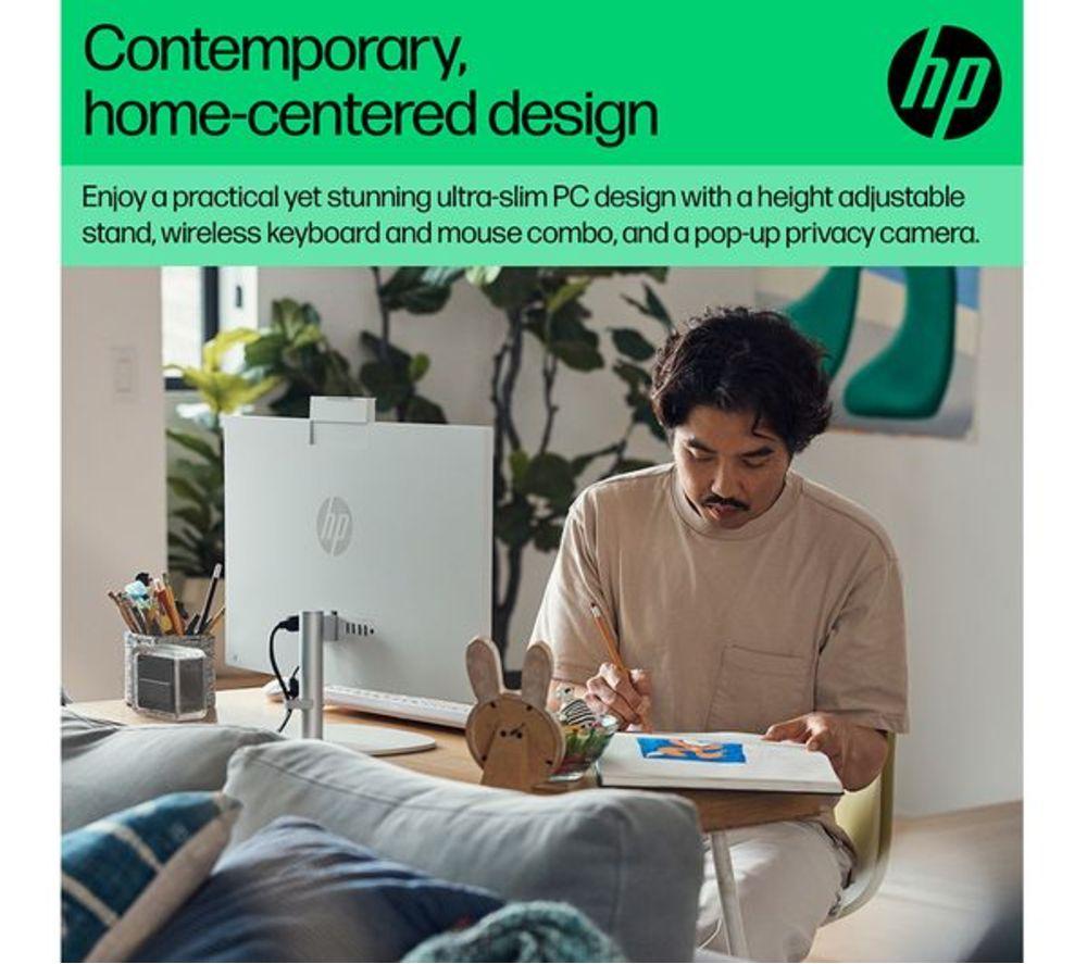 HP 24-cr0048na 23.8" Refurbished All-in-One PC - Intel&reg; Core&trade; i5, 1 TB SSD, White (Very Good Condition) image number 16 of 27