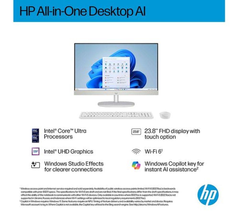 HP 24-cr2002na 23.8" Refurbished All-in-One PC - Intel&reg; Core&trade; Ultra 5, 1 TB SSD, White (Very Good Condition) image number 5 of 13