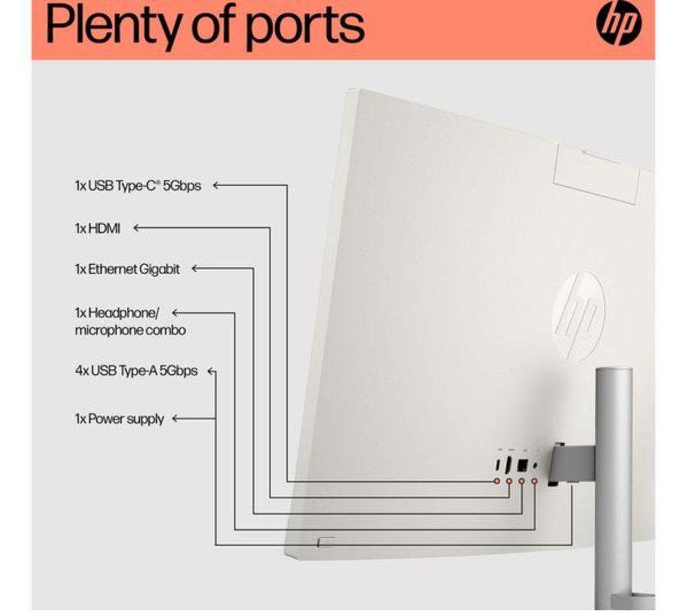 HP 24-cr0065na 23.8" Refurbished All-in-One PC - AMD Ryzen 7, 1 TB SSD, White (Very Good Condition) image number 4 of 22