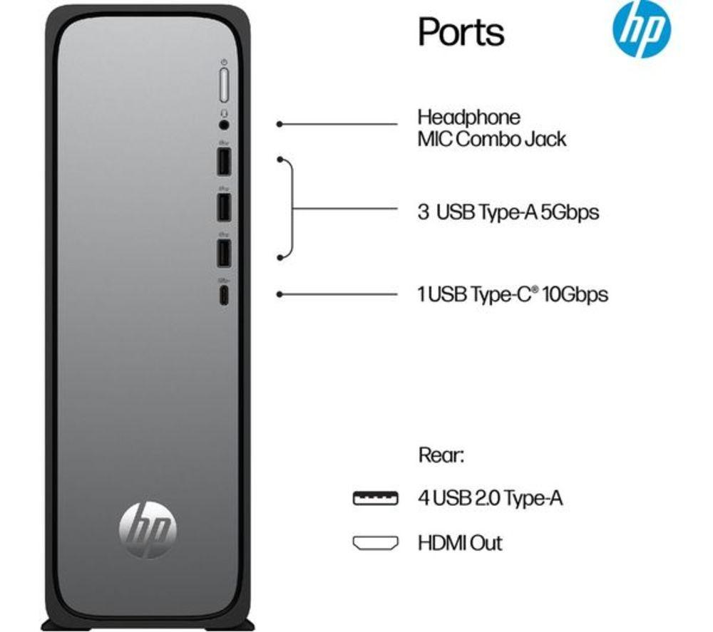 HP OmniDesk Slim S03-0003na Refurbished Desktop PC - Intel&reg; Core&trade; i3, 512 GB SSD, Black (Excellent Condition) image number 2 of 2