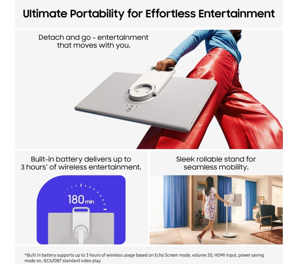 SAMSUNG The Movingstyle UE27LSM7FAXXXU 27" Smart Quad HD HDR LED TV - White image number 3 of 11