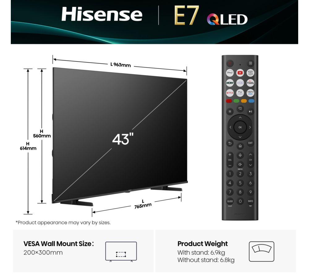 HISENSE E7Q 43" QLED 4K Smart AI TV - 43E71Q image number 2 of 14