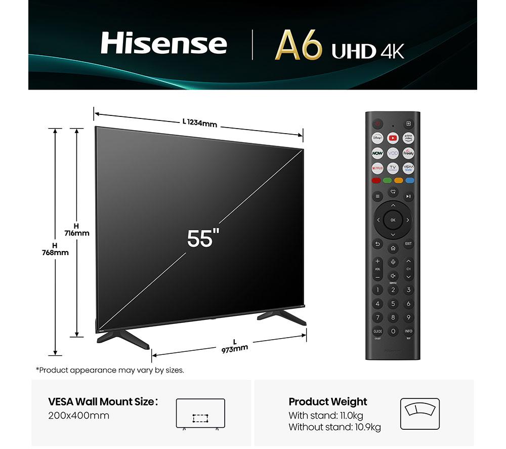 HISENSE A6Q 55" LED 4K HDR Smart TV - 55A61Q image number 2 of 13