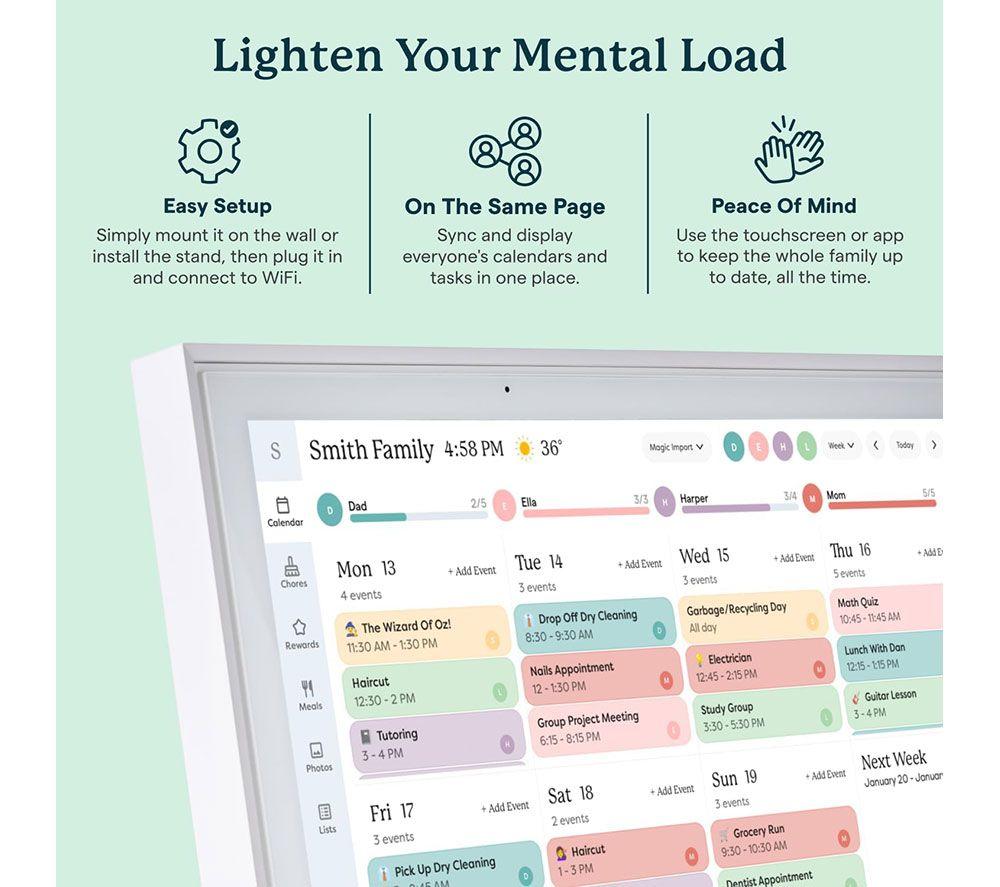 SKYLIGHT 15" Smart Digital Calendar - White image number 7 of 9