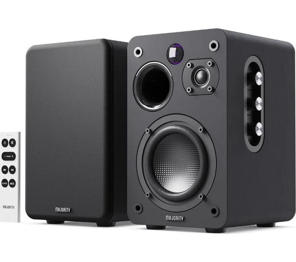 MAJORITY D70X Active Bluetooth Bookshelf Speakers - Black
