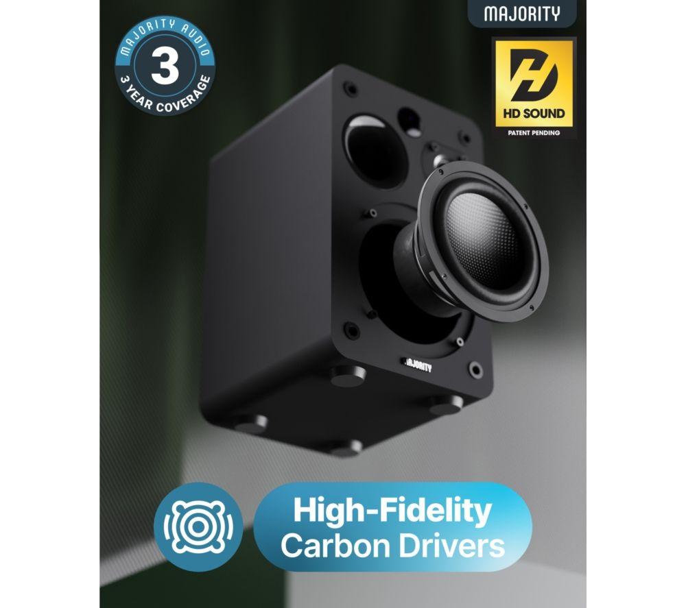 MAJORITY D70X Active Bluetooth Bookshelf Speakers - Black image number 2 of 3