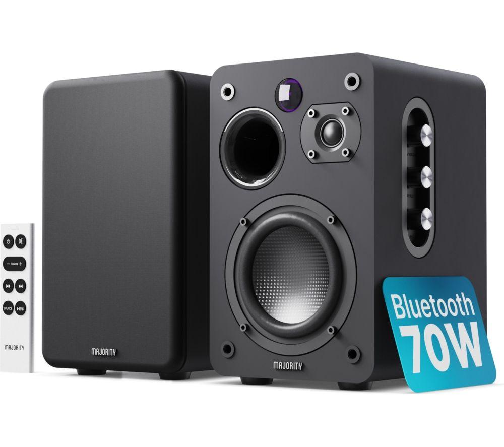 MAJORITY D70X Active Bluetooth Bookshelf Speakers - Black image number 3 of 3