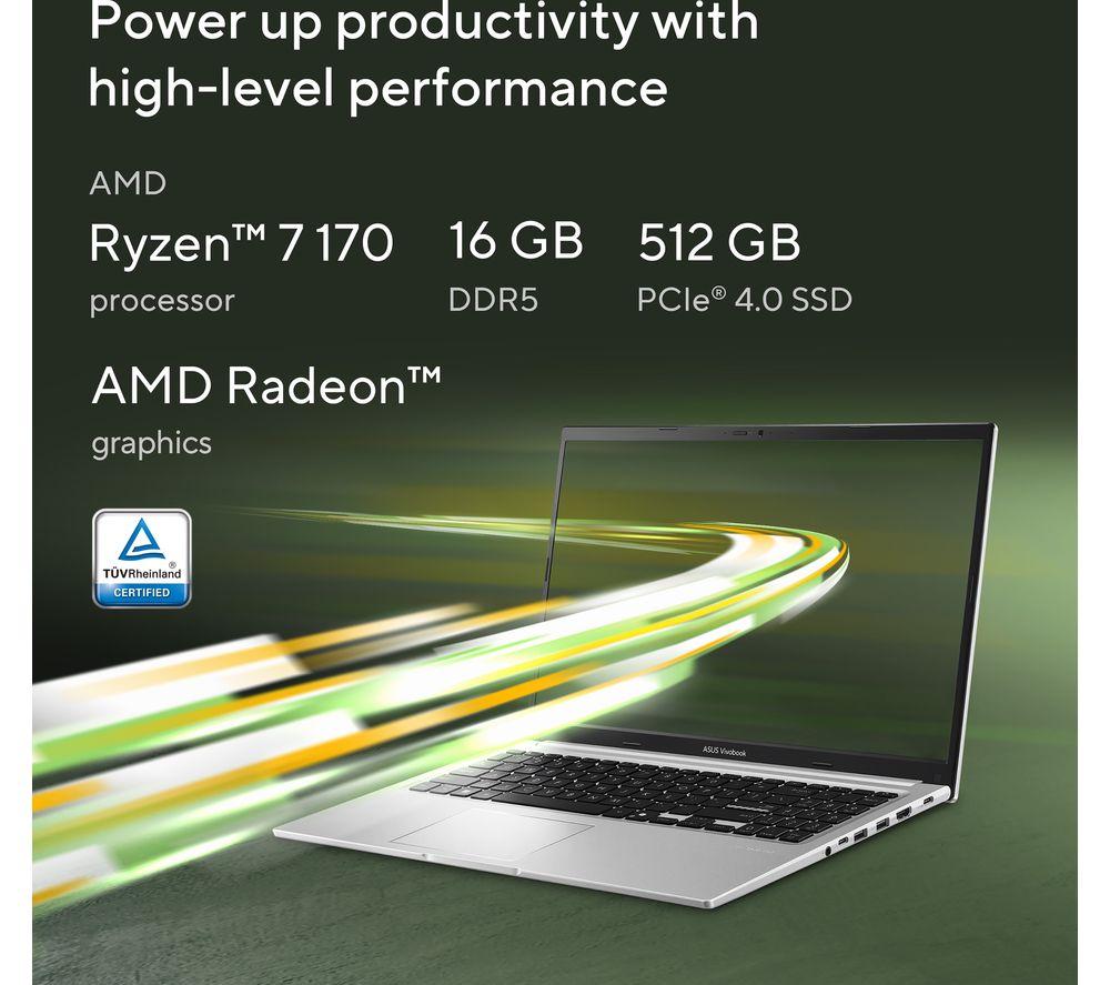 ASUS Vivobook 15 15.6" Laptop - AMD Ryzen 7, 512 GB SSD, Silver image number 11 of 12