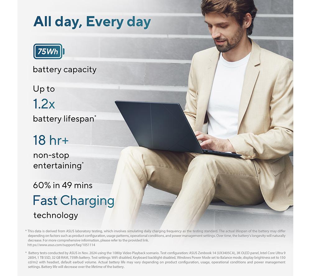 ASUS Zenbook 14 OLED 14" Laptop - Intel&reg; Core&trade; Ultra 5, 512 GB SSD, Blue image number 12 of 17