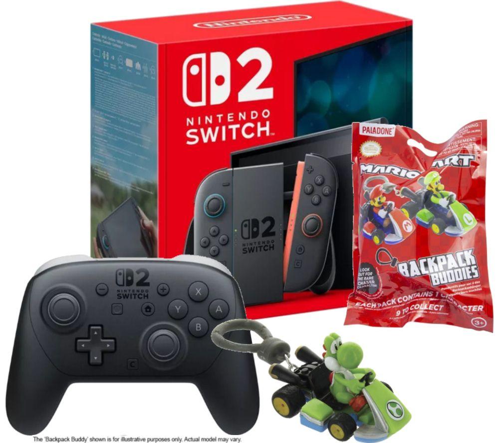 NINTENDO Switch 2, Mario Kart Backpack Buddies & Pro Controller Bundle