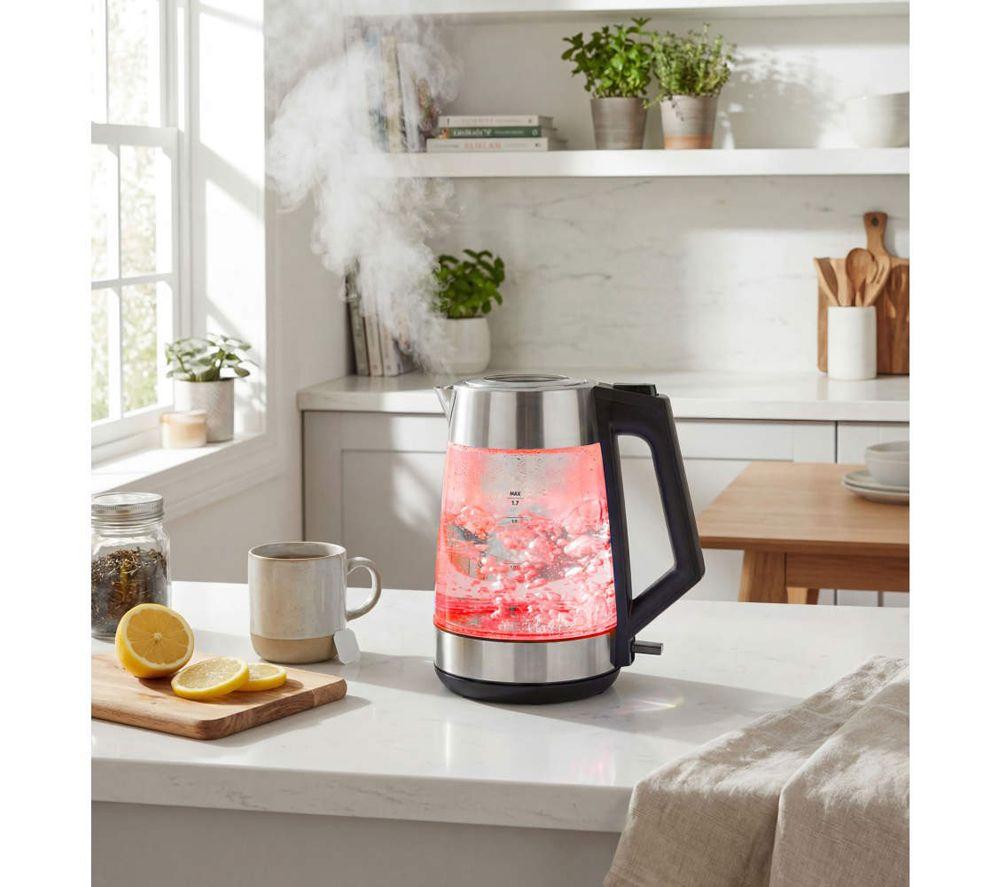 SALTER EK6735 Colour Changing Glass Kettle &ndash; Black & Silver image number 4 of 7