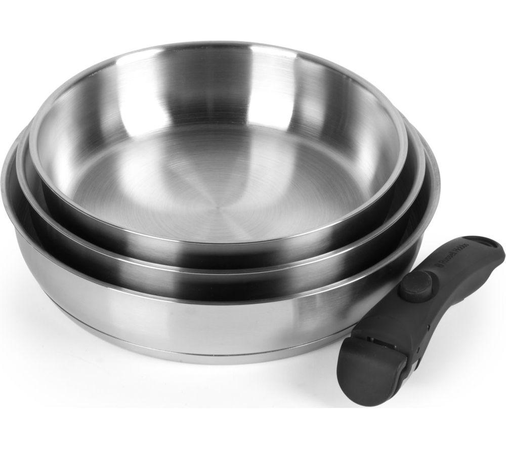 RUSSELL HOBBS RH04033 3-Piece Frying Pan Set - Silver