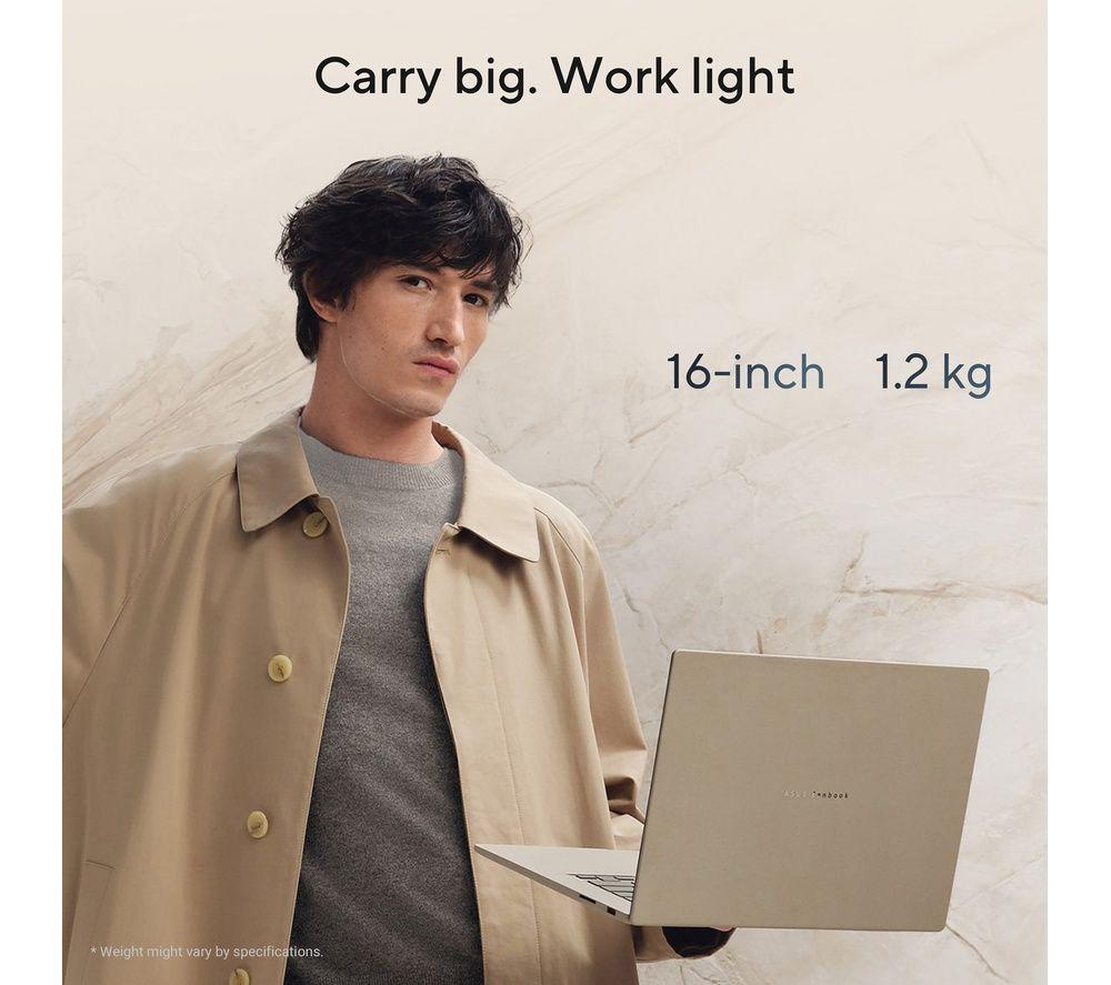 ASUS Zenbook A16 16" Laptop, Copilot+ PC &ndash; Snapdragon X2, 1 TB SSD, Beige image number 7 of 12