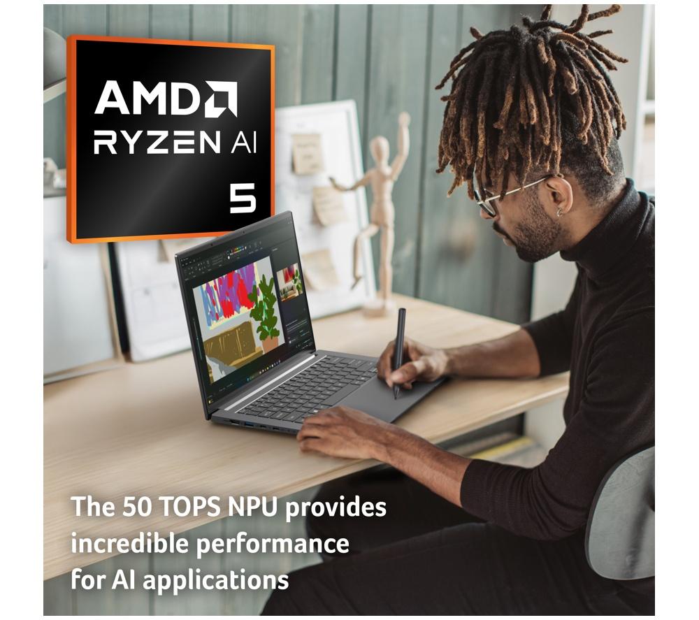 ACER Swift X 14 AI 14.5" Laptop, Copilot+ PC - AMD Ryzen AI 5 340, 512 GB SSD, Grey image number 6 of 10