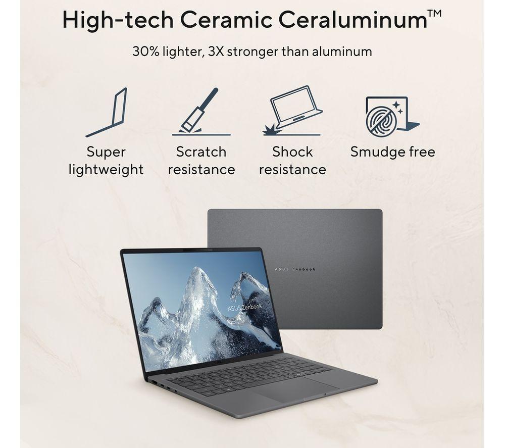 ASUS Zenbook A14 14" Laptop, Copilot+ PC &ndash; Snapdragon X2 Elite, 1 TB SSD, Beige image number 5 of 9