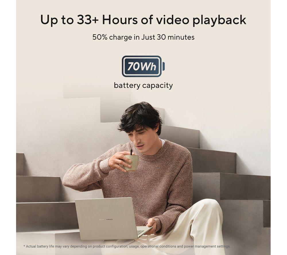 ASUS Zenbook A14 14" Laptop, Copilot+ PC &ndash; Snapdragon X2 Elite, 1 TB SSD, Beige image number 6 of 9