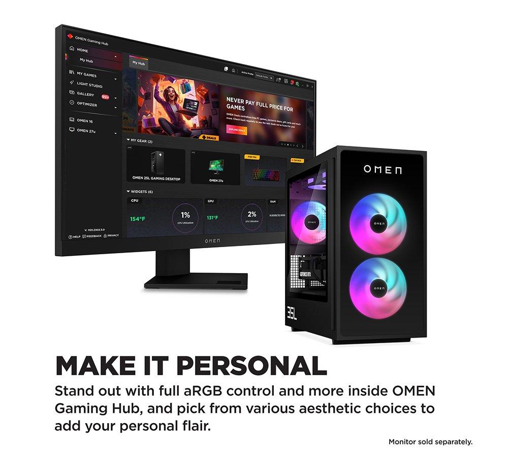 HP OMEN 35L Gaming PC - AMD Ryzen 7, RTX 5070 Ti, 1 TB SSD image number 6 of 16