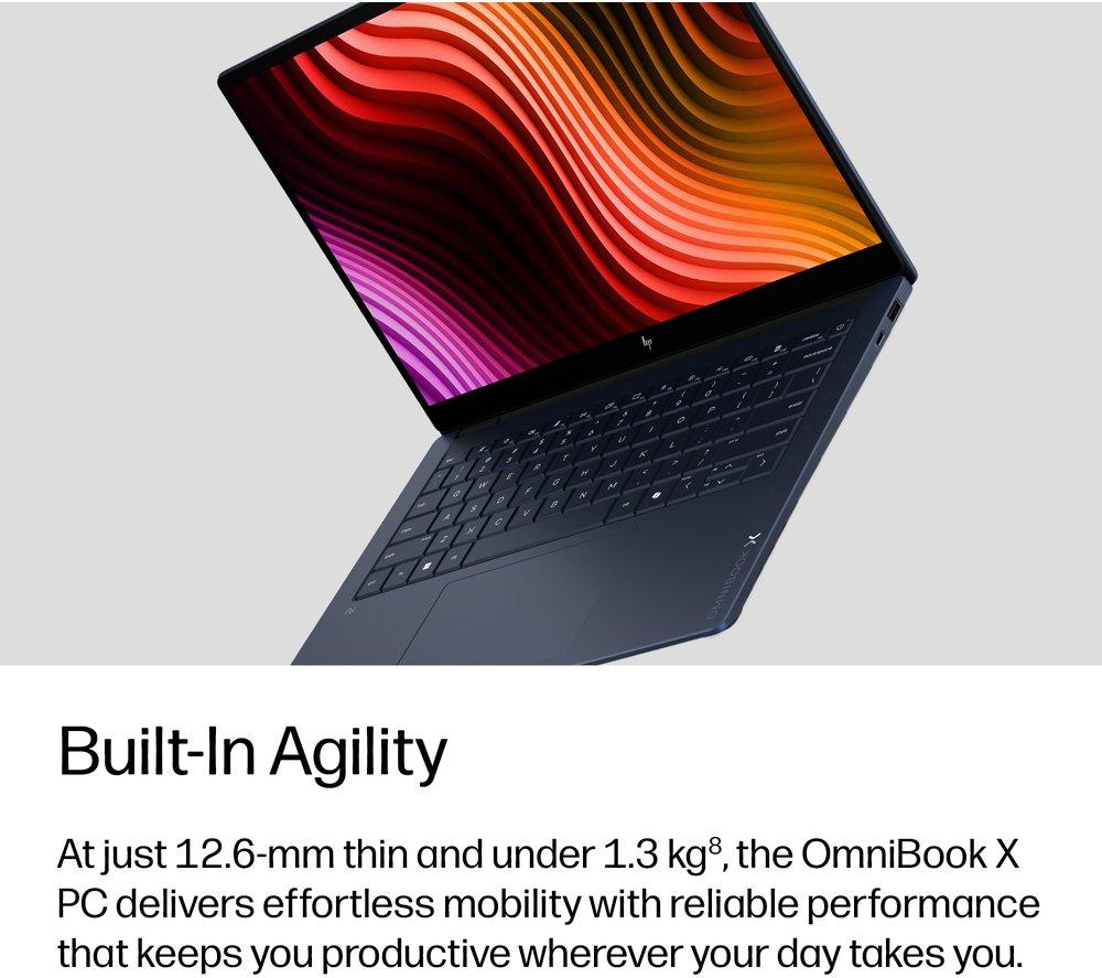 HP OmniBook X NGAI 14" Laptop, Copilot + PC - Intel&reg; Core&trade; Ultra 7, 1 TB SSD, Atmospheric Blue image number 13 of 28