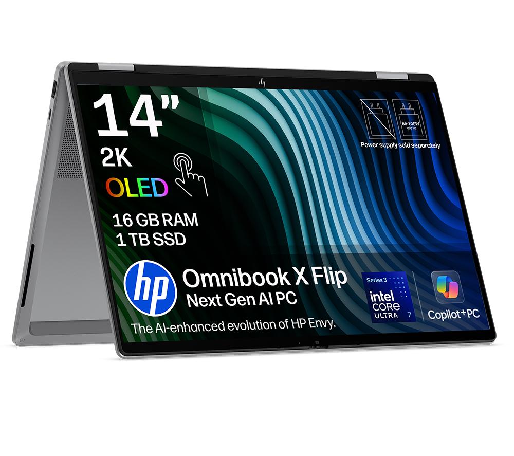 HP OmniBook X Flip NGAI 14inch 2 in 1 Laptop - Intel®Core  Ultra 7, 1 TB SSD, Silver