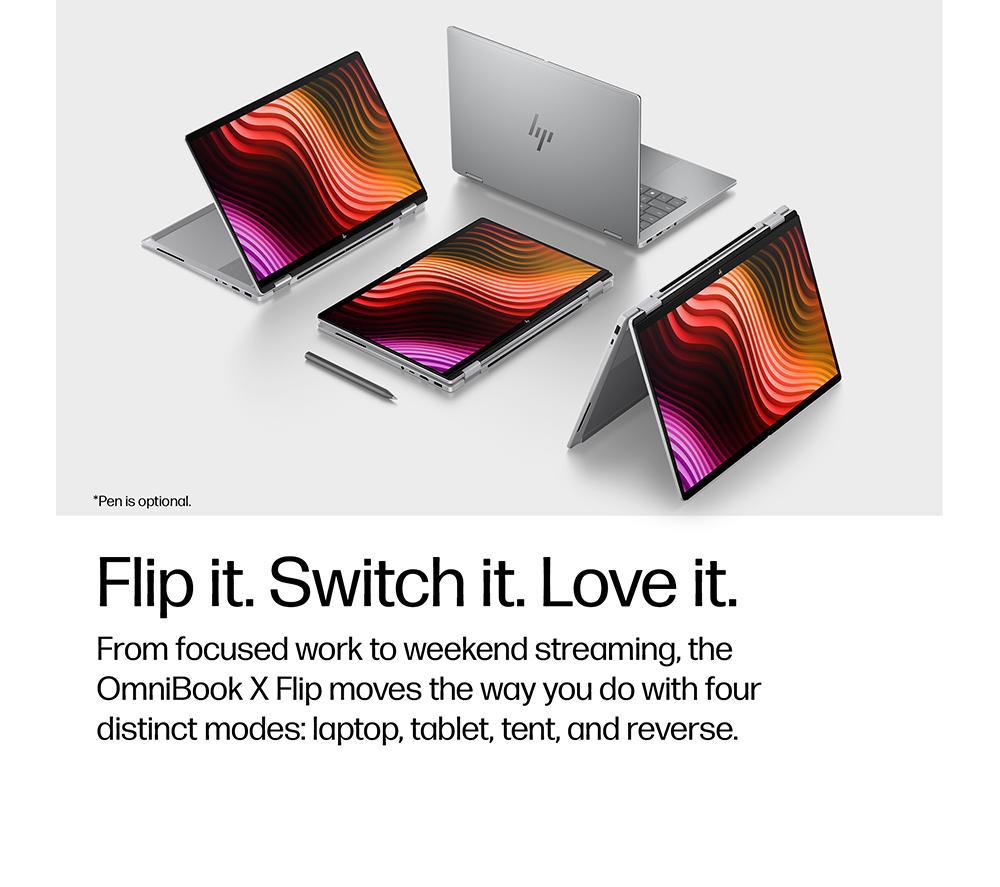 HP OmniBook X Flip NGAI 14" 2 in 1 Laptop - Intel&reg; Core&trade; Ultra 7, 1 TB SSD, Silver image number 7 of 26
