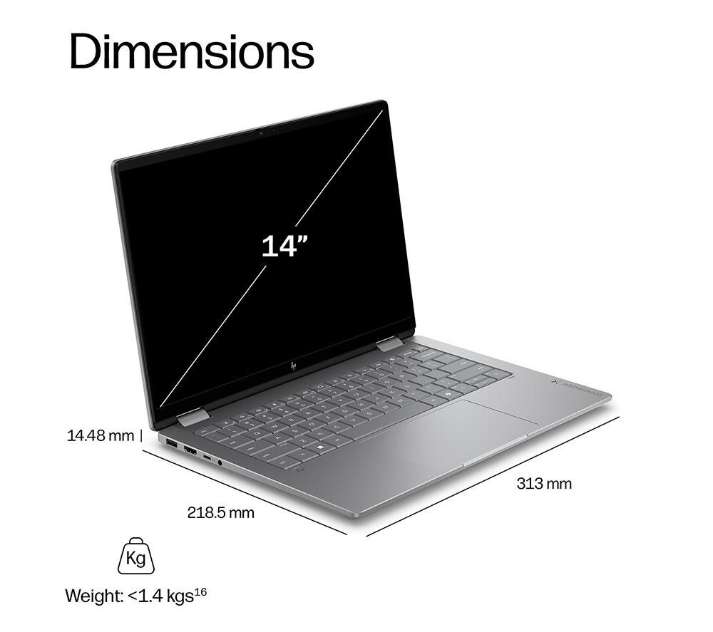 HP OmniBook X Flip NGAI 14" 2 in 1 Laptop - Intel&reg; Core&trade; Ultra 7, 1 TB SSD, Silver image number 15 of 26