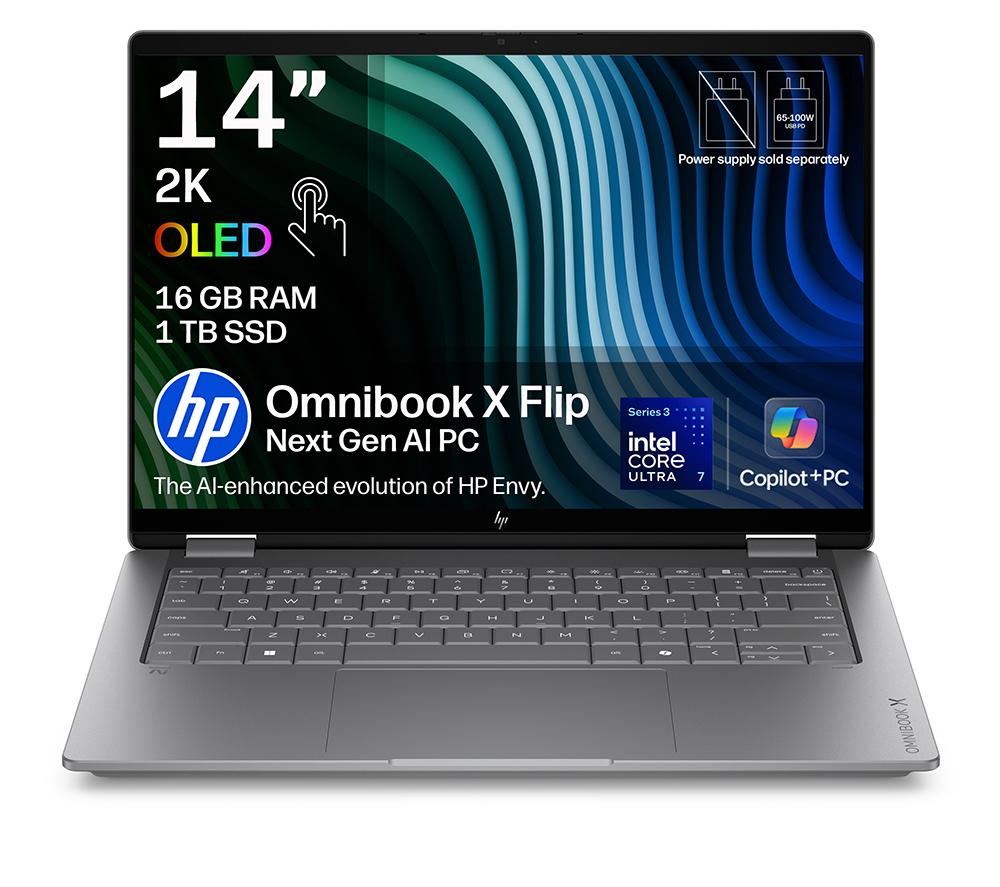 HP OmniBook X Flip NGAI 14" 2 in 1 Laptop - Intel&reg; Core&trade; Ultra 7, 1 TB SSD, Silver image number 20 of 26