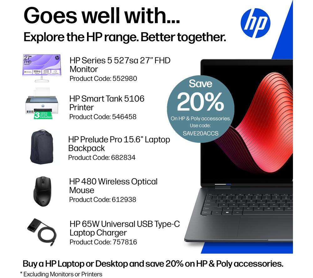 HP OmniBook X Flip NGAI 16" 2 in 1 Laptop - Intel&reg; Core&trade; Ultra 7, 1 TB SSD, Grey image number 3 of 25
