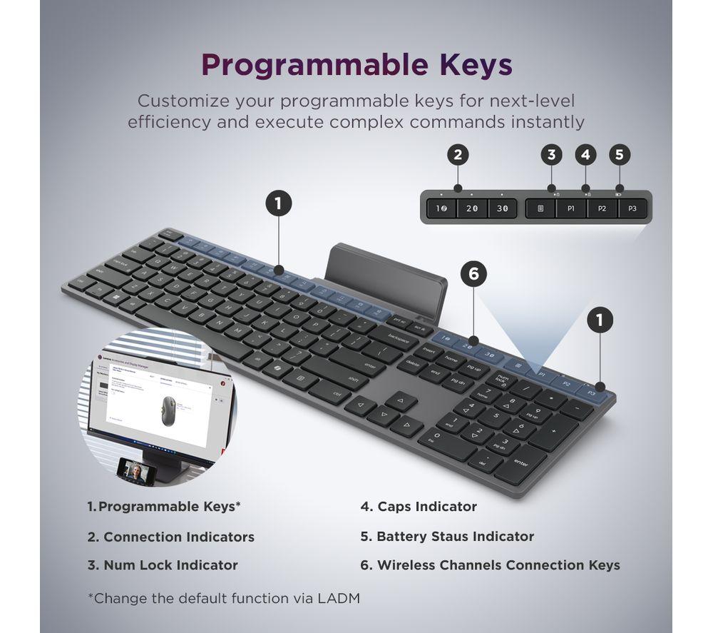 LENOVO 700 Wireless Keyboard & Mouse Set - Luna Grey image number 4 of 10