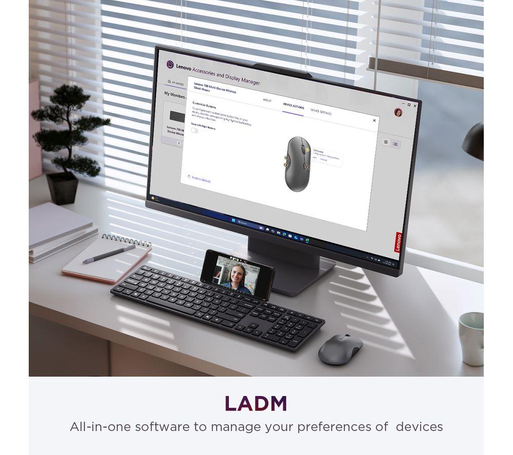 LENOVO 700 Wireless Keyboard & Mouse Set - Luna Grey image number 8 of 10