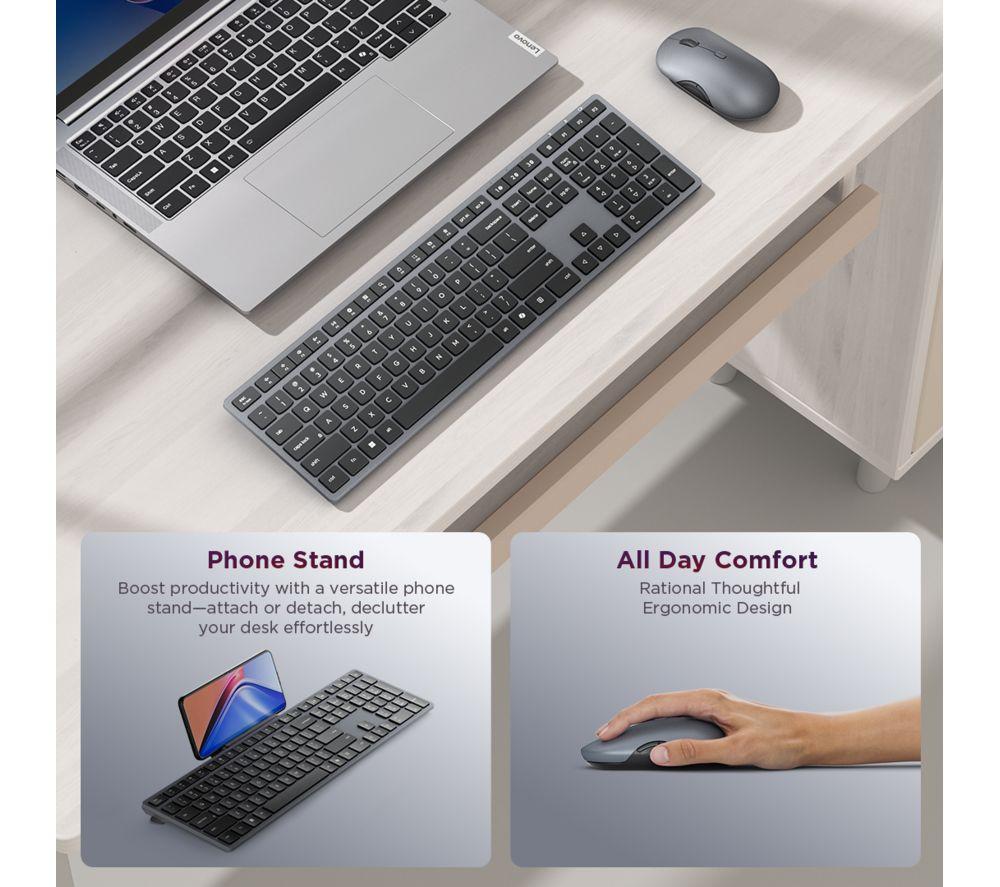 LENOVO 700 Wireless Keyboard & Mouse Set - Luna Grey image number 9 of 10