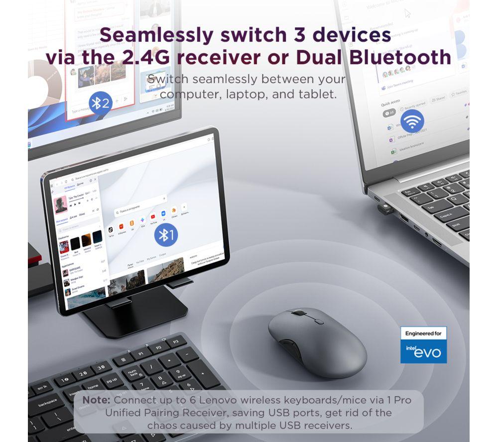 LENOVO 700 Wireless Keyboard & Mouse Set - Luna Grey image number 10 of 10