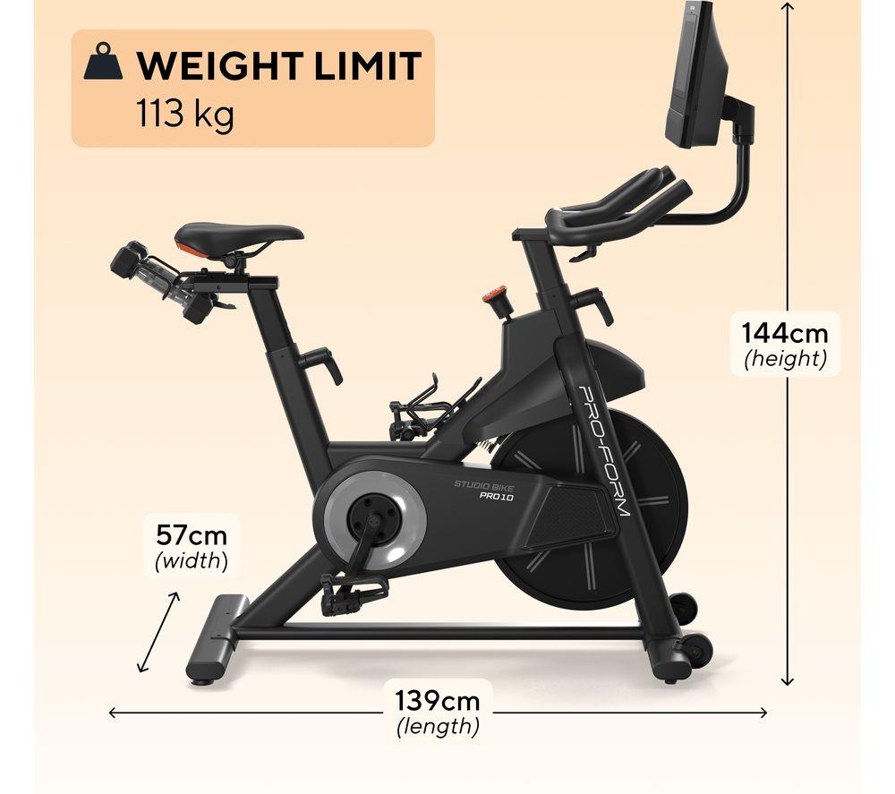 PROFORM Carbon Pro 10 Studio Smart Bluetooth Exercise Bike - Black image number 2 of 8
