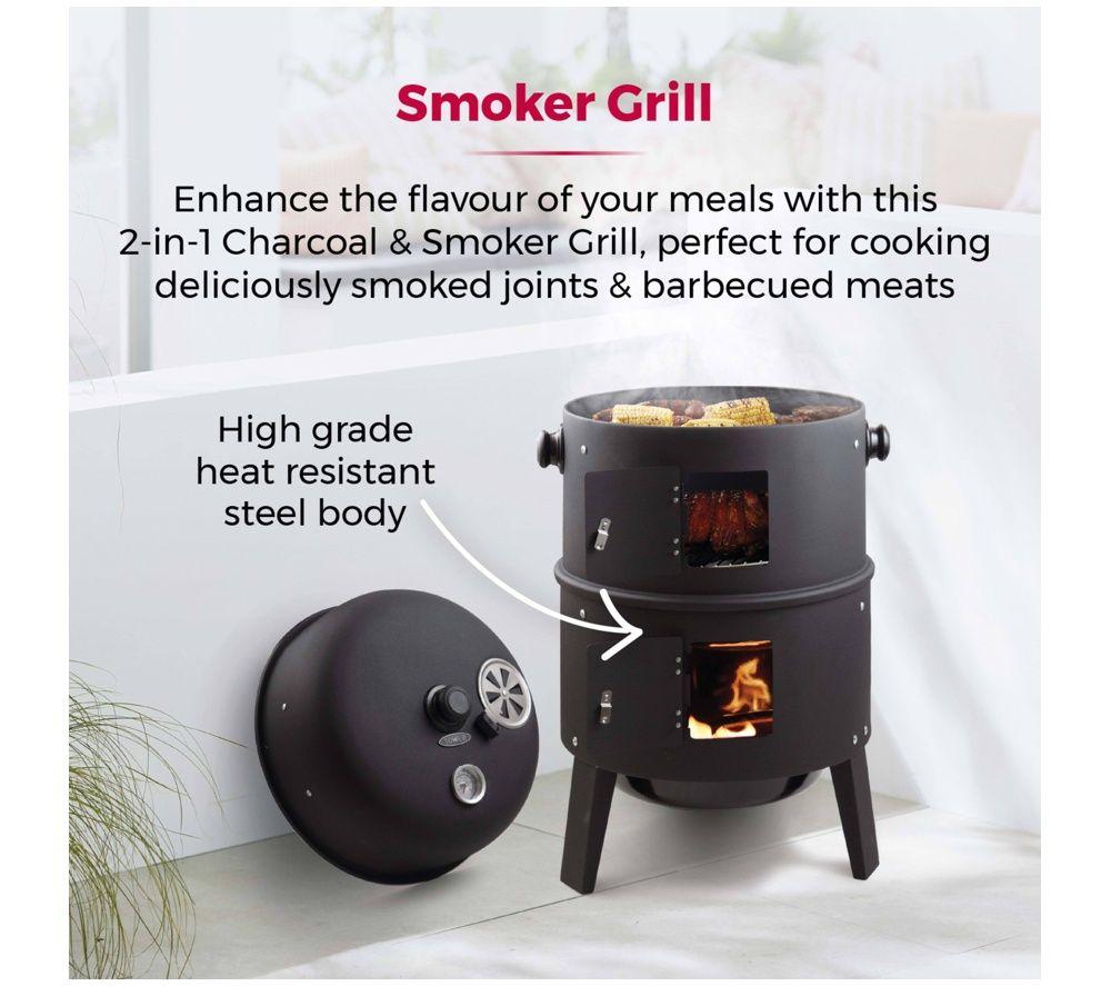 TOWER T978573 2 in 1 Smoker & Charcoal Grill - Black image number 4 of 6