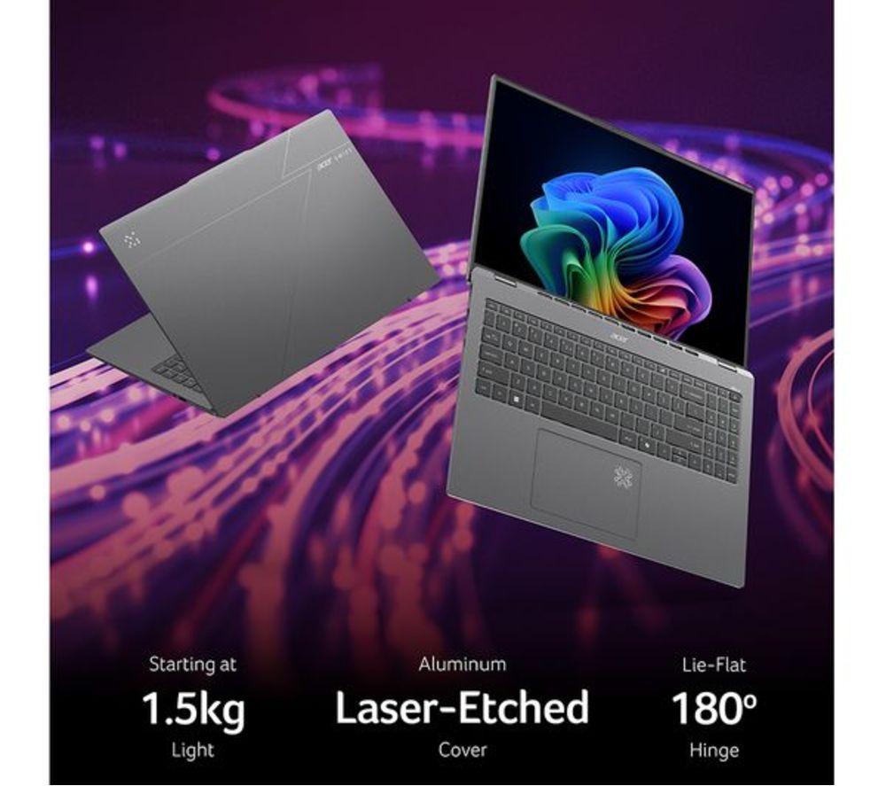 ACER Swift AI 16" Refurbished Laptop, Copilot+ PC - Intel&reg; Core&trade; Ultra 7, 1 TB SSD, Black - 32 GB RAM (Very Good Condition) image number 2 of 8