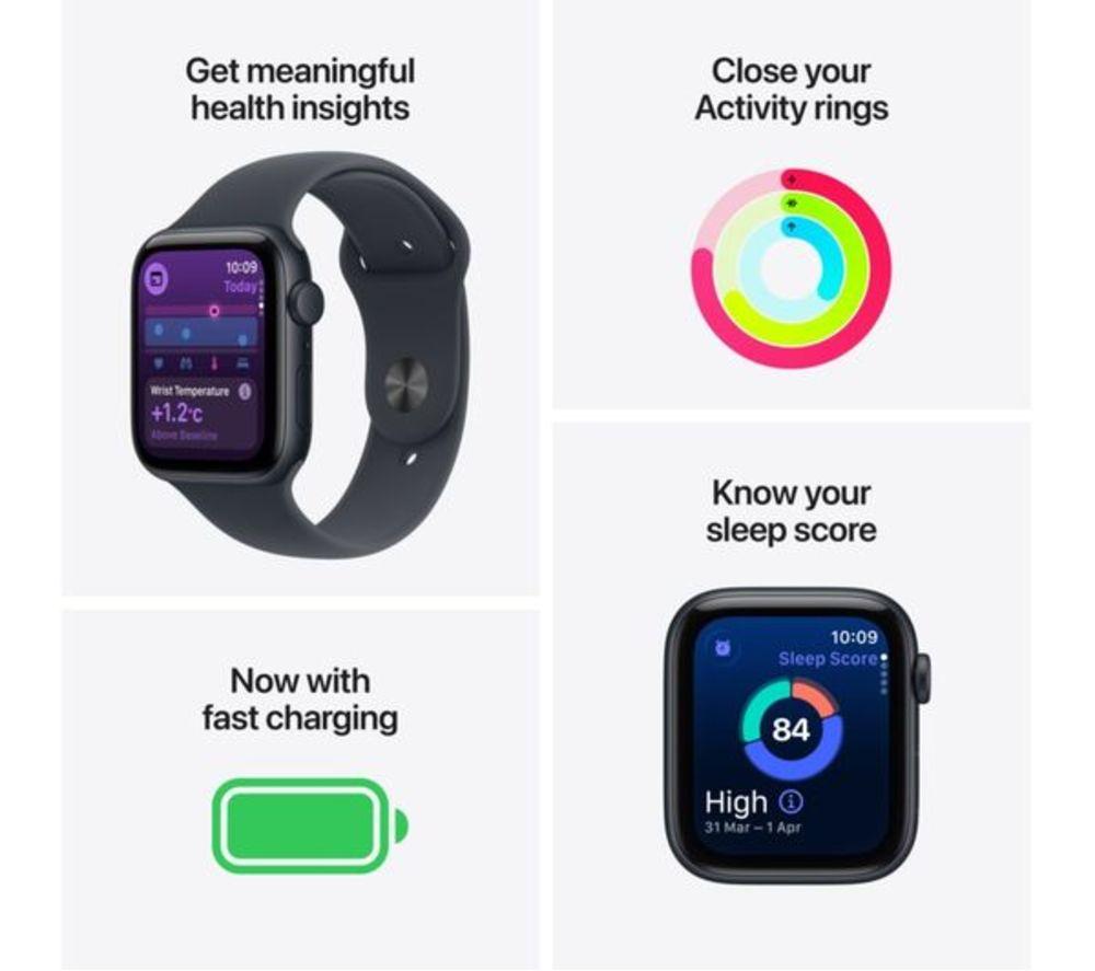APPLE Refurbished Watch SE 3 - 44 mm Midnight Aluminium Case with Midnight Sport Band, S/M (Excellent Condition) image number 3 of 10