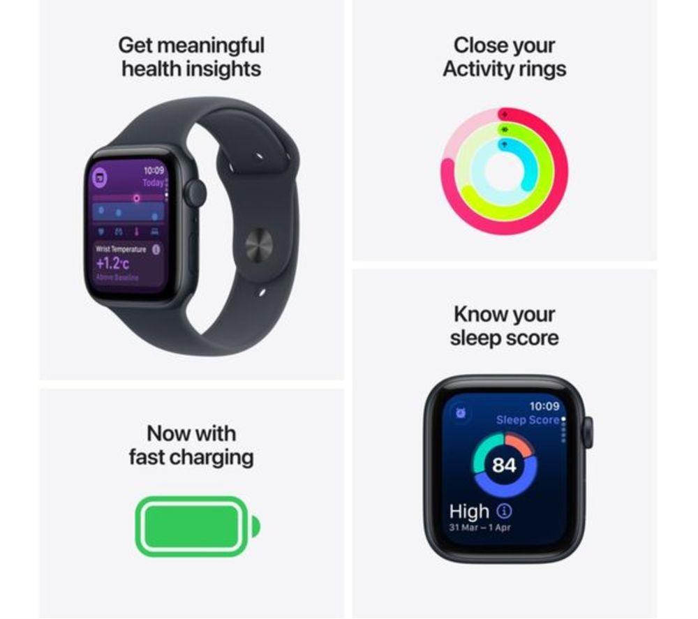 APPLE Refurbished Watch SE 3 Cellular - 40 mm Midnight Aluminium Case with Midnight Sport Band, S/M (Very Good Condition) image number 3 of 5