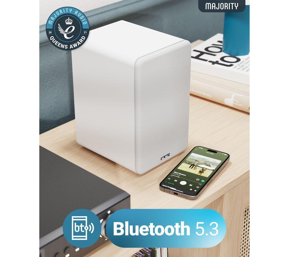 MAJORITY D70X Active Bluetooth Bookshelf Speakers - White image number 3 of 7