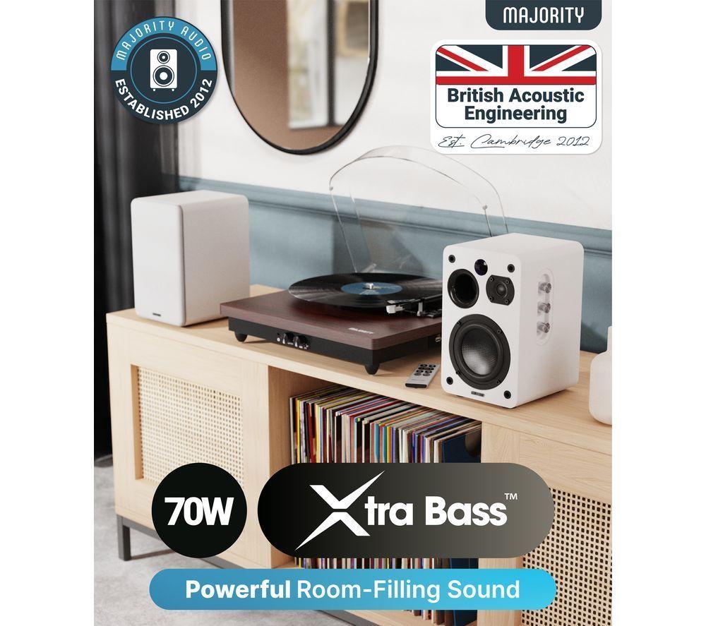 MAJORITY D70X Active Bluetooth Bookshelf Speakers - White image number 4 of 7