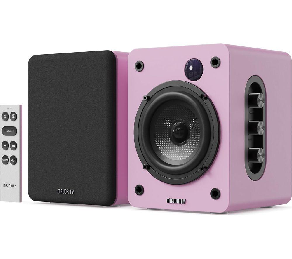 MAJORITY D50X Bluetooth Bookshelf Speakers - Pink, Pink