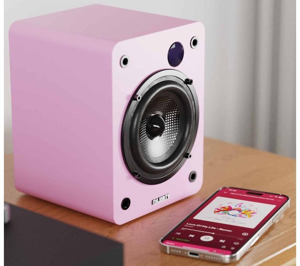 MAJORITY D50X Bluetooth Bookshelf Speakers - Pink image number 2 of 3