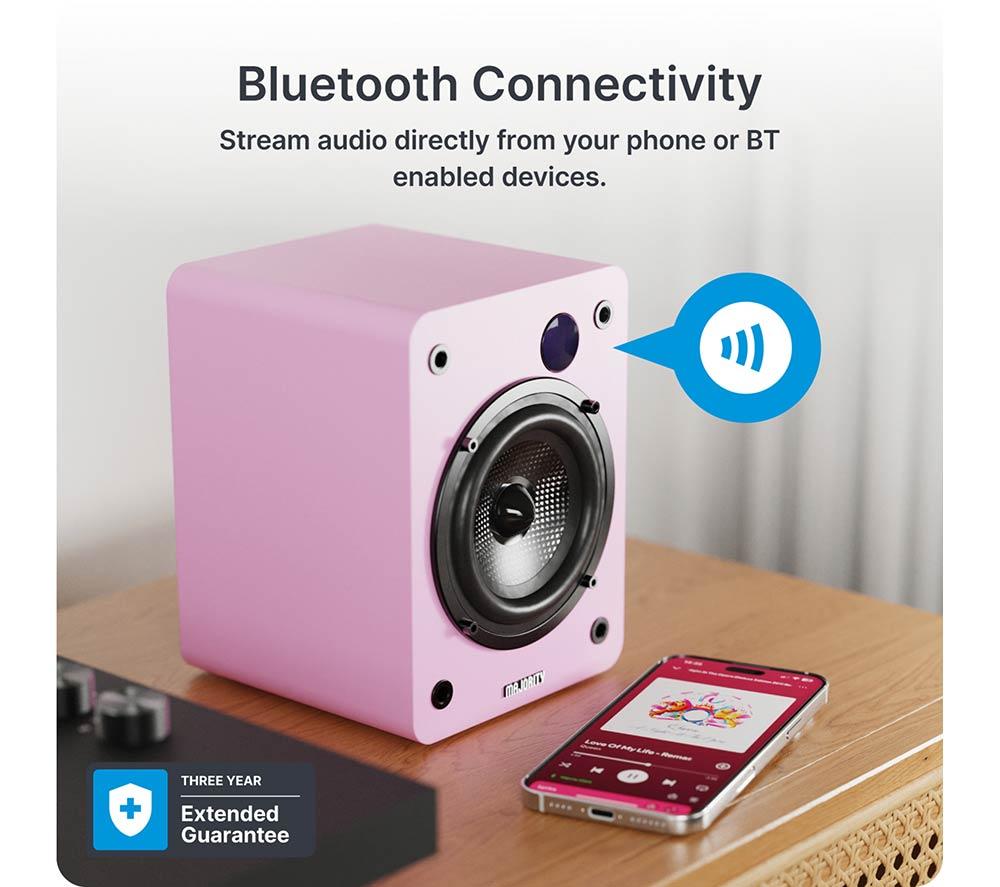 MAJORITY D50X Bluetooth Bookshelf Speakers - Pink image number 4 of 7