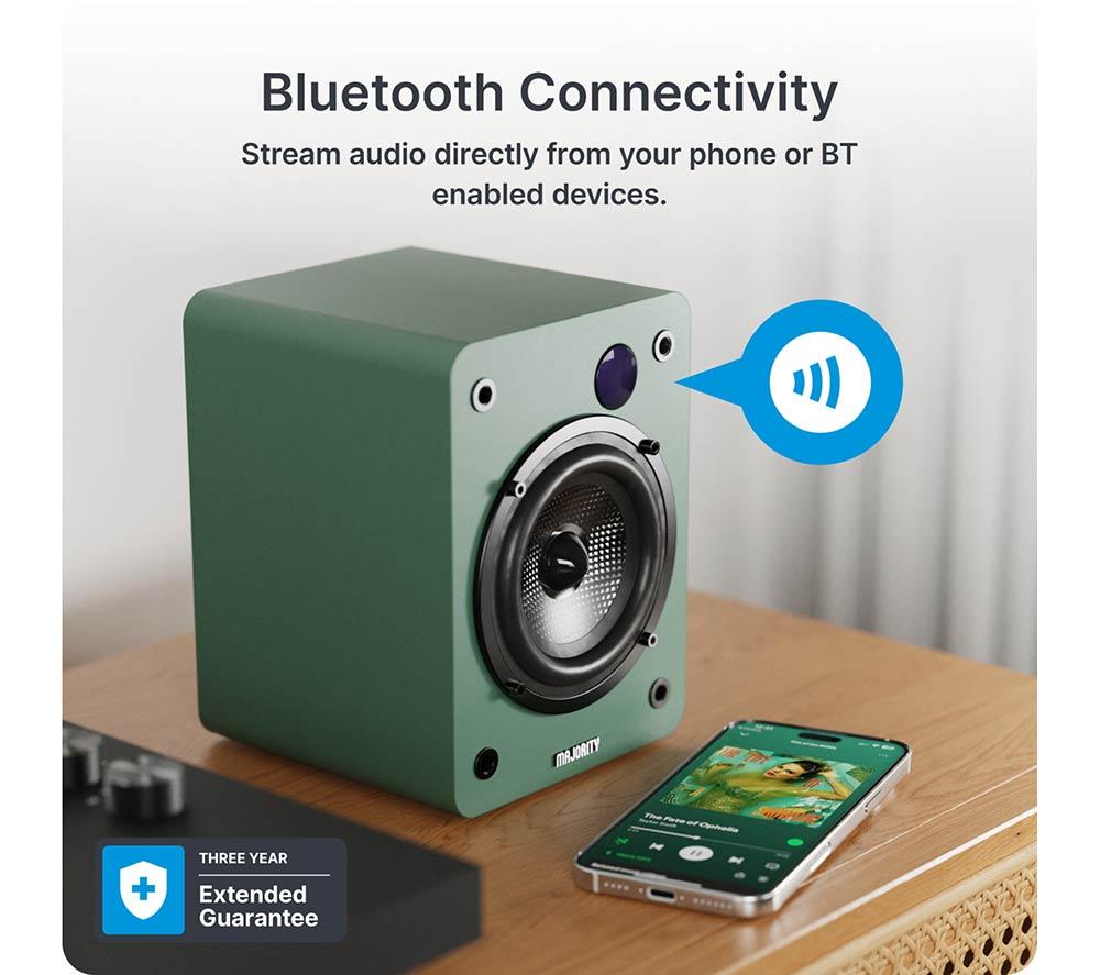 MAJORITY D50X Bluetooth Bookshelf Speakers - Green image number 4 of 7