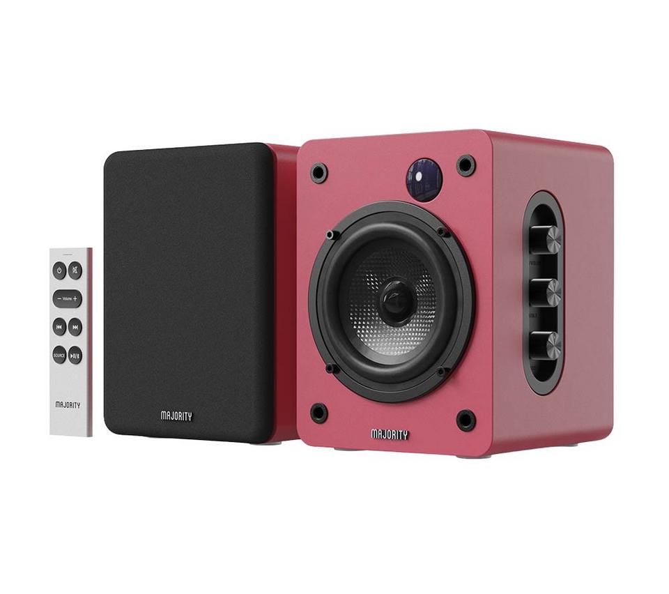 MAJORITY D50X Bluetooth Bookshelf Speakers - Maroon