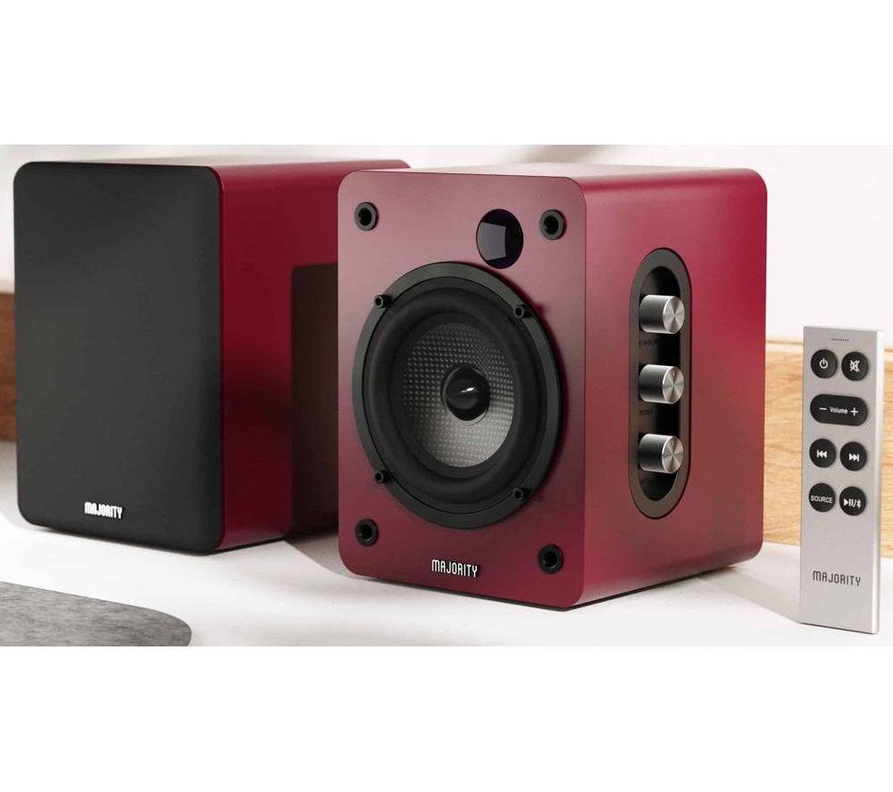 MAJORITY D50X Bluetooth Bookshelf Speakers - Maroon image number 2 of 3