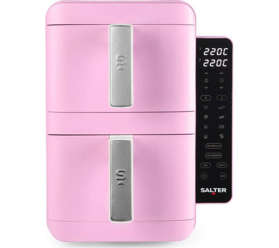 SALTER Retro VertiCook Ultra EK6642PNK 9L Dual Air Fryer - Pink & Cream