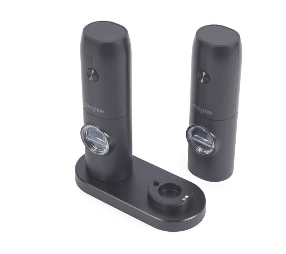 SALTER Electric Salt & Pepper Mill Set & Base - Black image number 2 of 10