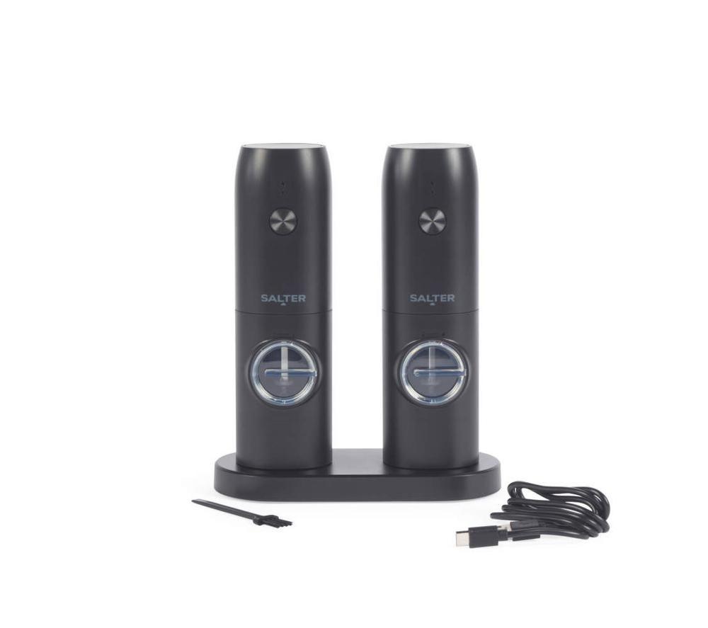 SALTER Electric Salt & Pepper Mill Set & Base - Black image number 3 of 10